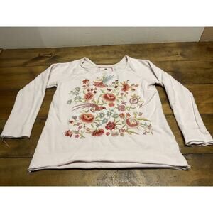 Johnny Was Brielle Sweatshirt Pink Embroidered Size Small